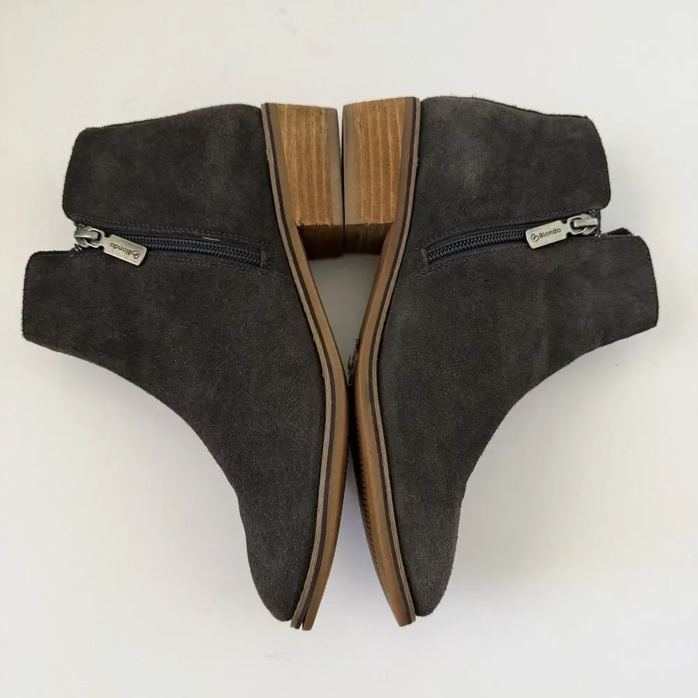 Blondo Valli Womens 8.5 M Gray Suede Waterproof Ankle Boots Booties Side Zip